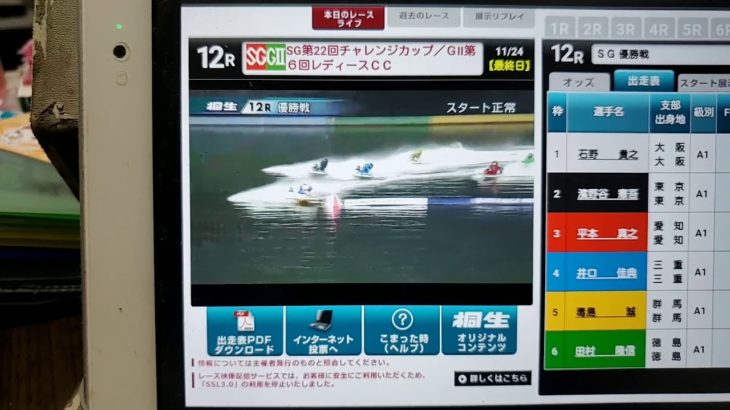 (ボートレース)SG第22回チャレンジカップ男子優勝戦収録放送
